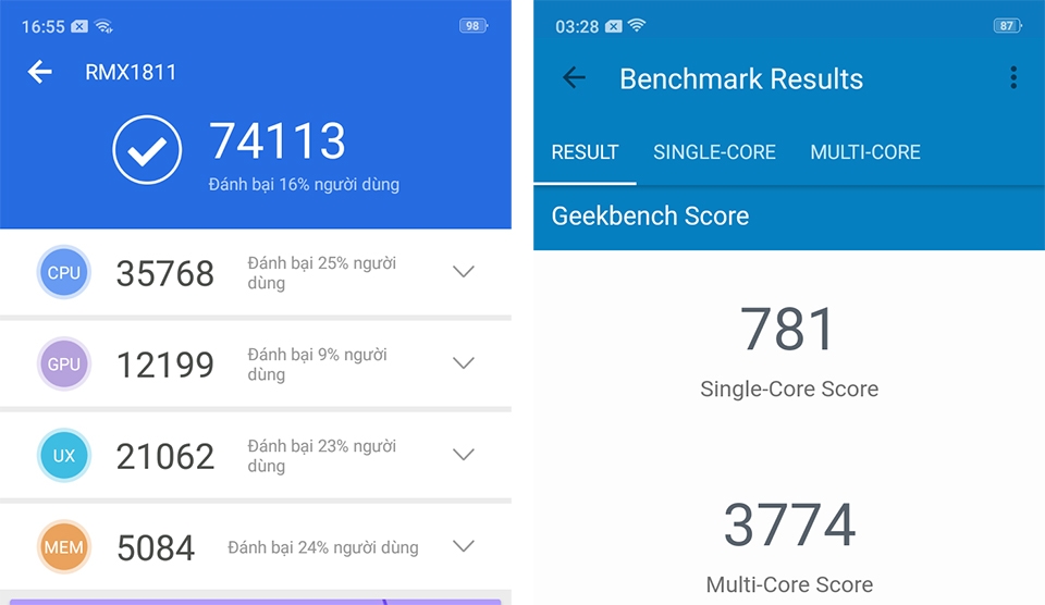 hiệu năng realme c1 01