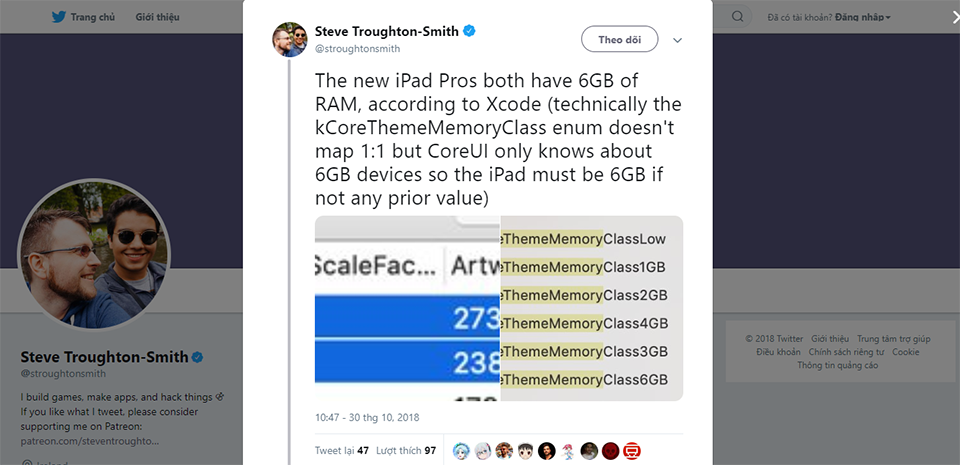 iPad Pro 2018 sẽ có phiên bản RAM 6GB + ROM 1TB (ảnh 1) iPad Pro 2018 sẽ có phiên bản RAM 6GB + ROM 1TB (ảnh 1)
