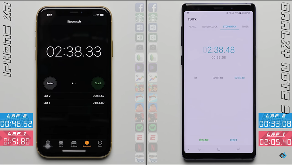 Đọ tốc độ iPhone XR và Galaxy Note 9 (ảnh 1) Đọ tốc độ iPhone XR và Galaxy Note 9 (ảnh 1)