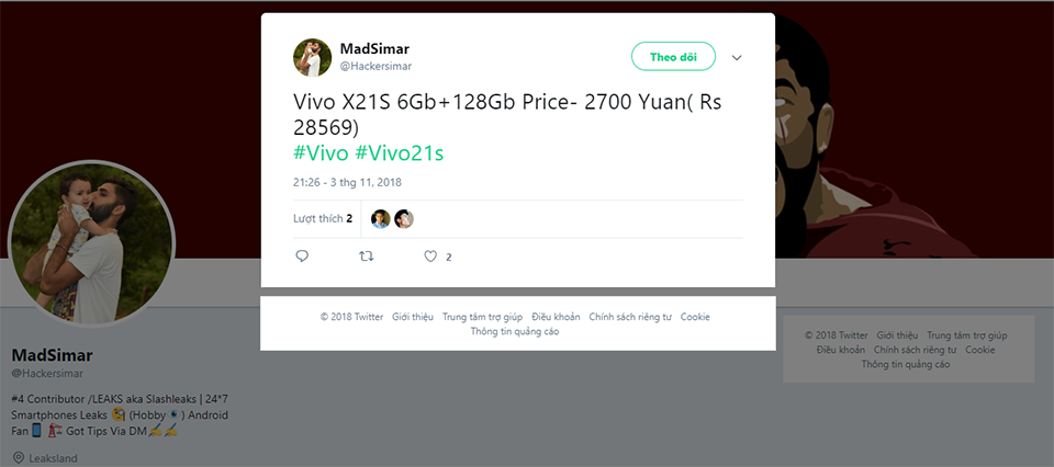 Giá bán Vivo X21s Giá bán Vivo X21s