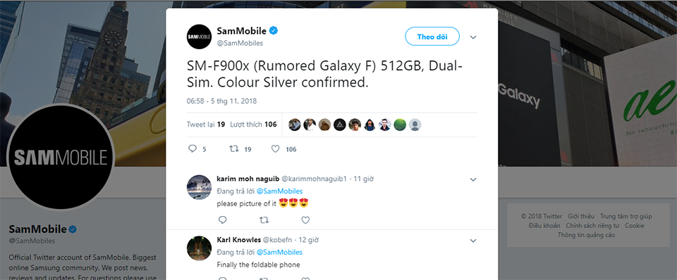 Galaxy F sẽ có màu bạc, bộ nhớ trong 512GB Galaxy F sẽ có màu bạc, bộ nhớ trong 512GB