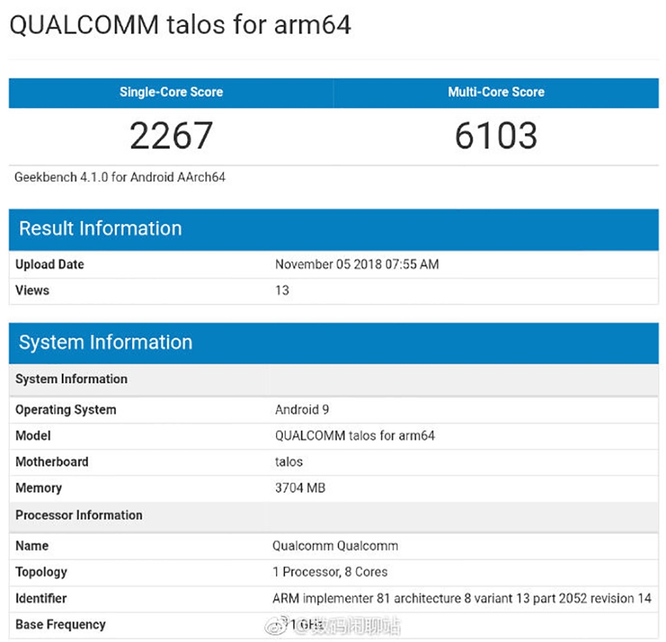 Smartphone dùng chip SD 675 xuất hiện trên Geekbench