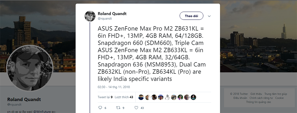 Rò rỉ thông tin ZenFone Max Pro 2 và ZenFone Max M2 Rò rỉ thông tin ZenFone Max Pro 2 và ZenFone Max M2