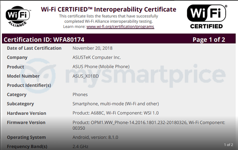 ZenFone Max M2 đạt chứng nhận Wifi (ảnh 1)