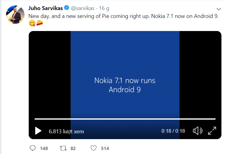 Nokia 7.1 bắt đầu được cập nhật Android Pie
