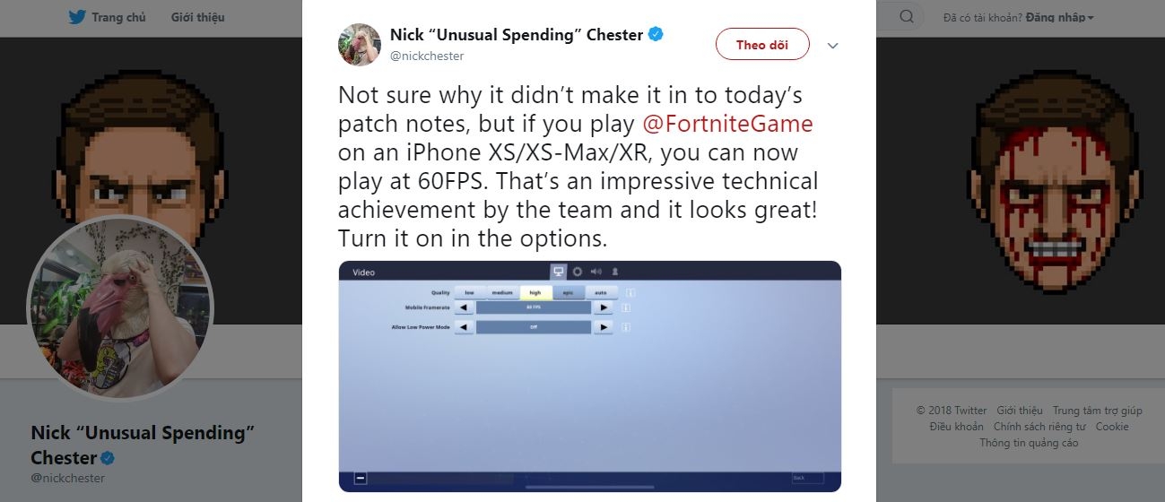Bản cập nhật mới nhất cho phép iPhone XS, XS Max và XR chơi Fortnite tốc độ 60fps