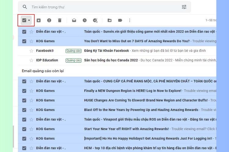Cách xóa tất cả thư trong Gmail