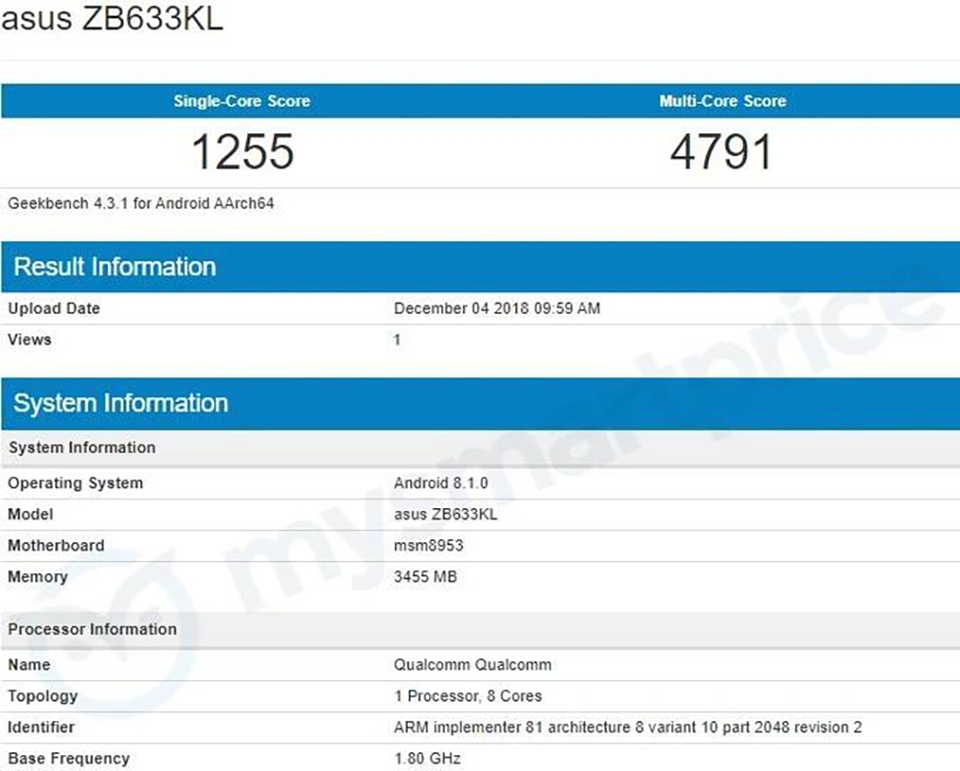 ZenFone Max M2 lộ diện trên Geekbench