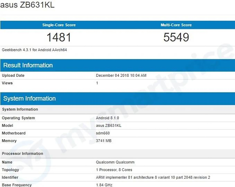 ZenFone Max Pro M2 lộ diện trên Geekbench