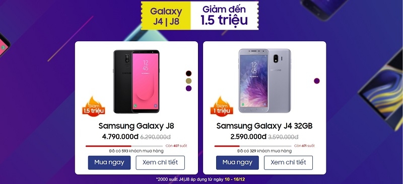Galaxy J4 và Galaxy J8 giảm giá Galaxy J4 và Galaxy J8 giảm giá