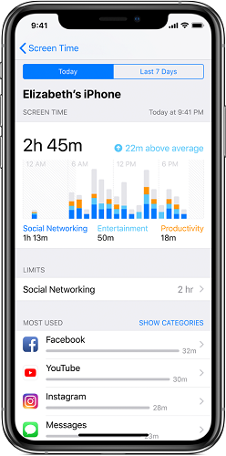 Cài đặt thời gian sử dụng, giờ cho phép và giới hạn sử dụng trên iPhone (ảnh 1) Cài đặt thời gian sử dụng, giờ cho phép và giới hạn sử dụng trên iPhone (ảnh 1)