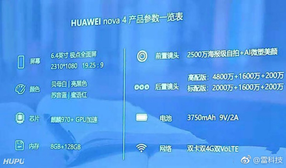 Cấu hình Huawei Nova 4 Cấu hình Huawei Nova 4