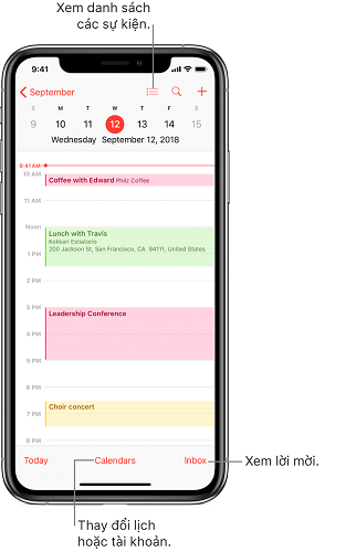 Tạo và chỉnh sửa sự kiện trong ứng dụng Lịch trên iPhone
