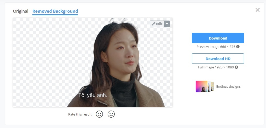 Ảnh đã xóa phông