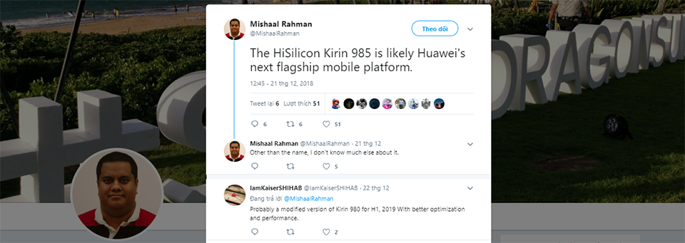 Kirin 985 sẽ ra mắt cùng Huawei P30