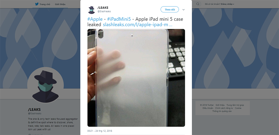 Rò rỉ ốp lưng iPad Mini 5 (ảnh 1)