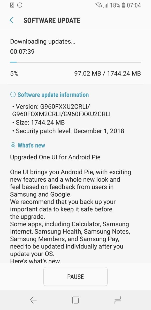 Galaxy S9 và S9+ được cập nhật Android Pie sớm hơn dự kiến 2 Galaxy S9 và S9+ được cập nhật Android Pie sớm hơn dự kiến 2