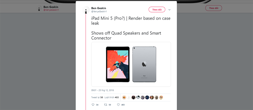 Ảnh render iPad Mini 5 (ảnh 1) Ảnh render iPad Mini 5 (ảnh 1)
