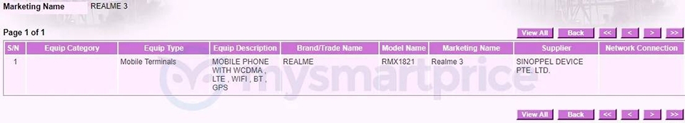 Realme 3 đạt chứng nhận tại Singapore Realme 3 đạt chứng nhận tại Singapore