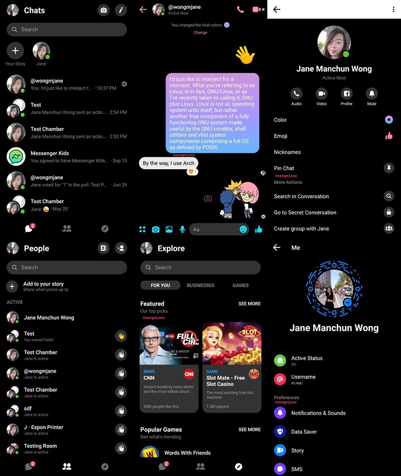 Messenger thử nghiệm chế độ Dark Mode (ảnh 2) Messenger thử nghiệm chế độ Dark Mode (ảnh 2)