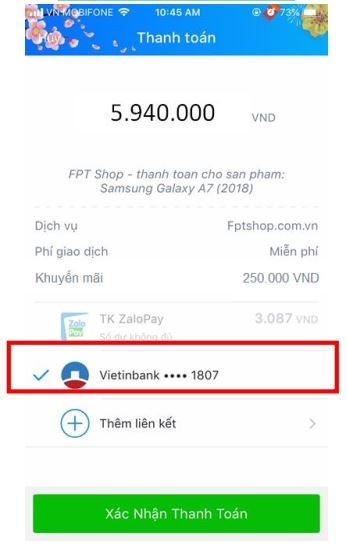 Huướng dẫn thanh toán fptshop bằng zalopay 356