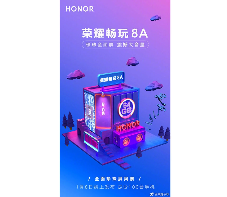 Honor 8A sẽ được công bố vào ngày 08 tháng 1