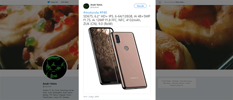 Rò rỉ cấu hình Motorola P40 Rò rỉ cấu hình Motorola P40