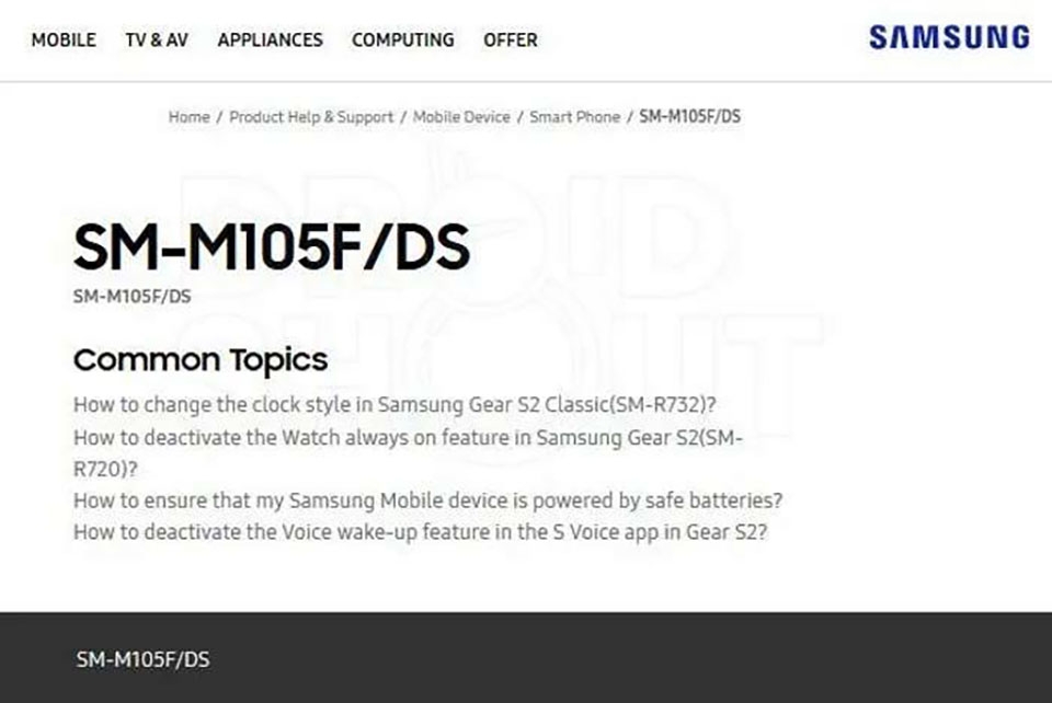 Galaxy M10 xuất hiện trên trang web hỗ trợ