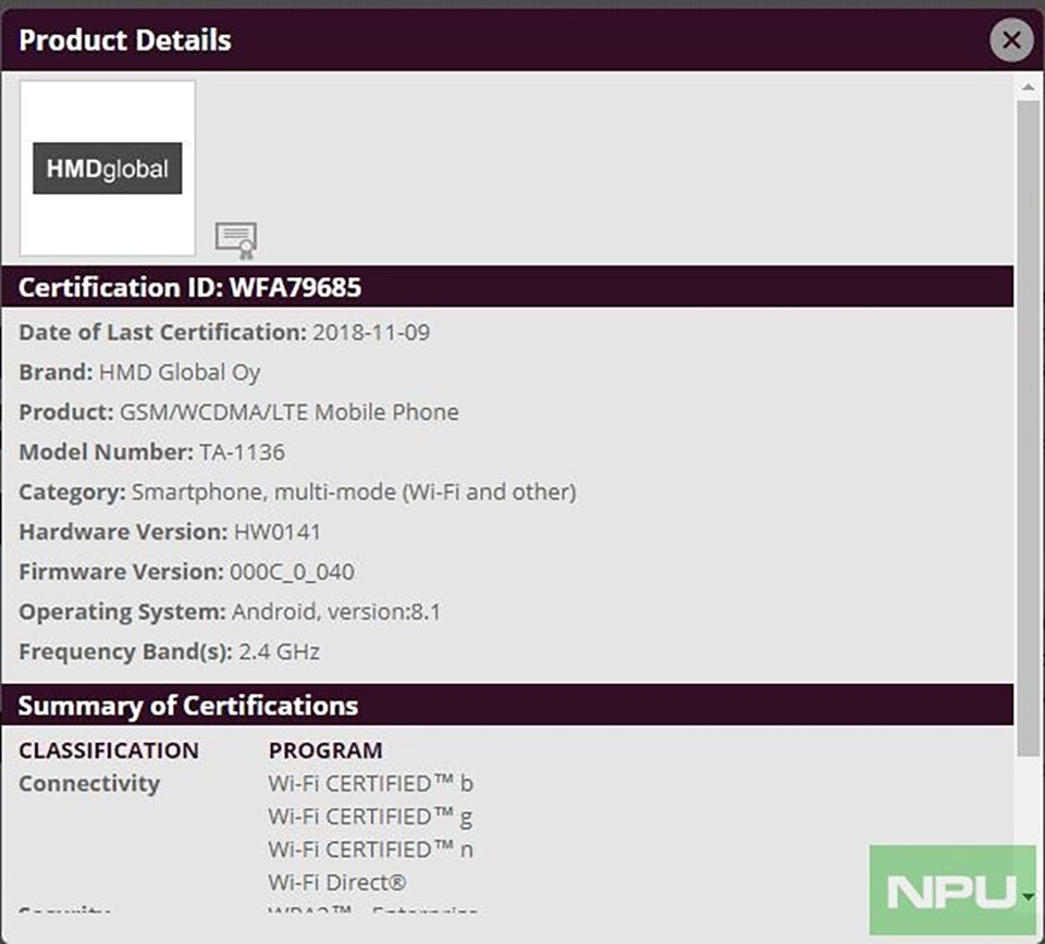 Nokia 2.1 Plus đạt chứng nhận Wifi Nokia 2.1 Plus đạt chứng nhận Wifi