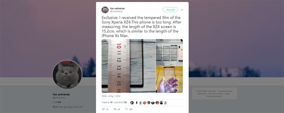 Rò rỉ miếng dán màn hình Xperia XZ4 (ảnh 1)