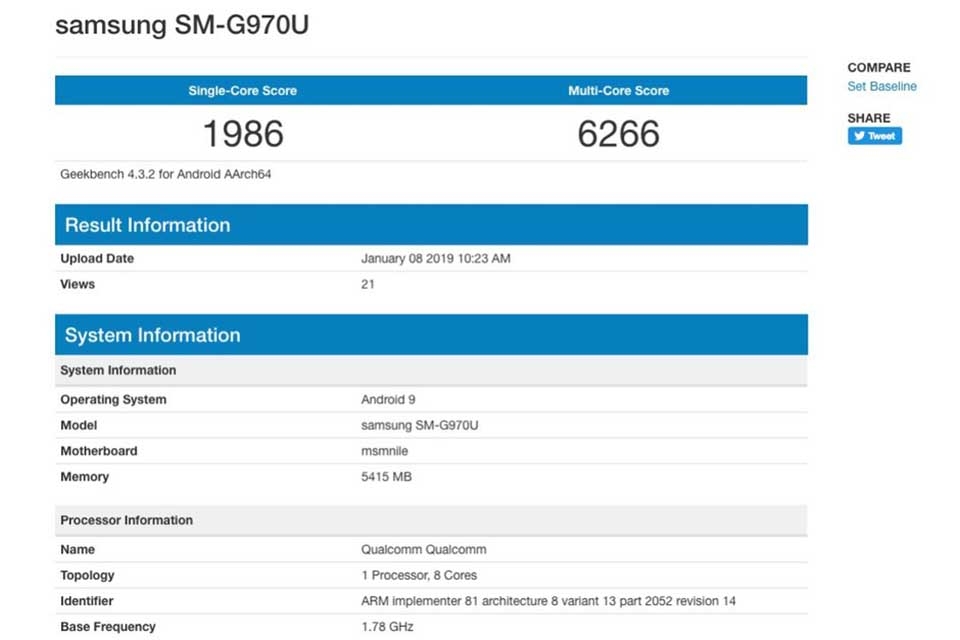 Galaxy S10 Lite lộ cấu hình trên Geekbench Galaxy S10 Lite lộ cấu hình trên Geekbench
