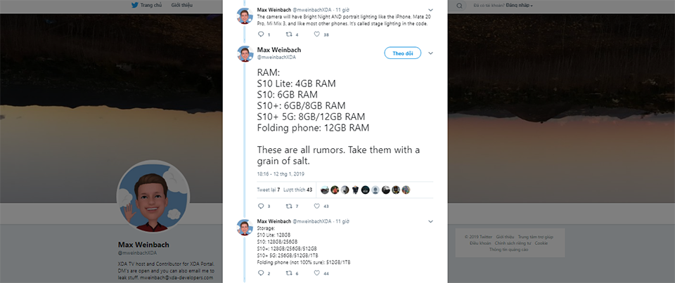 Cấu hình dòng sản phẩm Galaxy S10 (ảnh 1) Cấu hình dòng sản phẩm Galaxy S10 (ảnh 1)