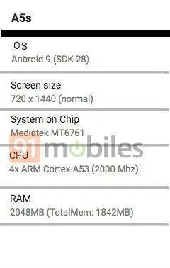 Cấu hình Lenovo A5s