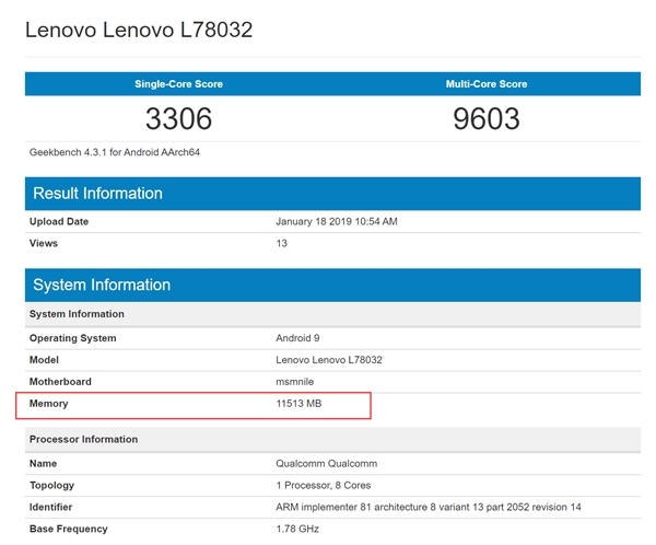 Lenovo Z5 Pro GT xuất hiện trên Geekbench Lenovo Z5 Pro GT xuất hiện trên Geekbench