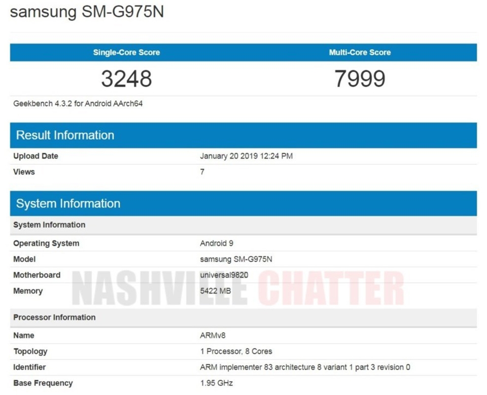 Galaxy S10+ chip Exynos 9820 xuất hiện trên Geekbench