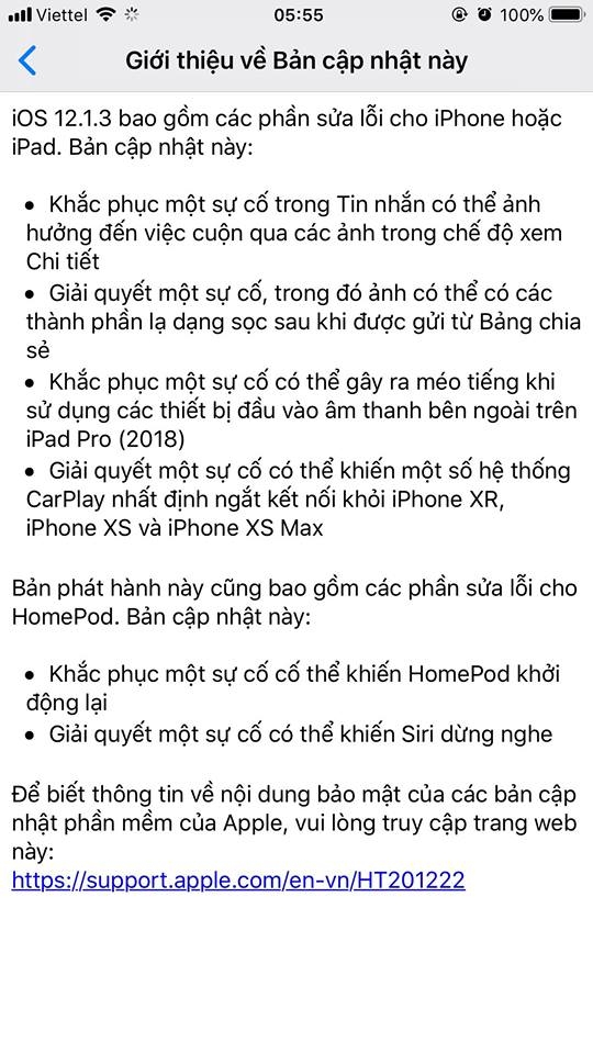 iOS 12.1.3 được phát hành (ảnh 2) iOS 12.1.3 được phát hành (ảnh 2)