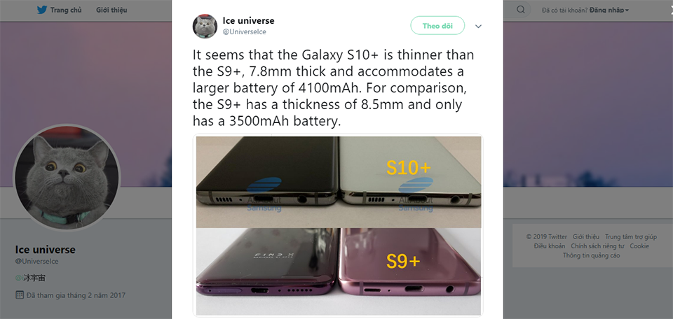 Galaxy S10+ sẽ có thân máy khá mỏng Galaxy S10+ sẽ có thân máy khá mỏng