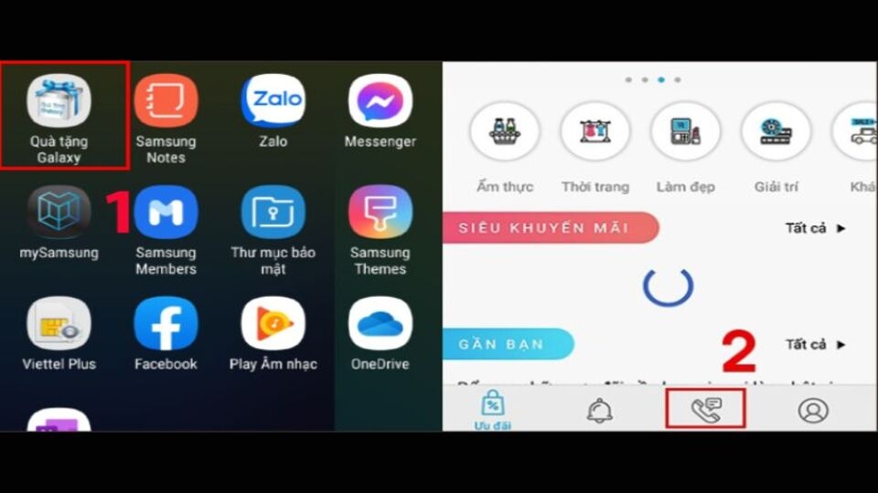 Chọn vào biểu tượng có hình điện thoại và tin nhắn