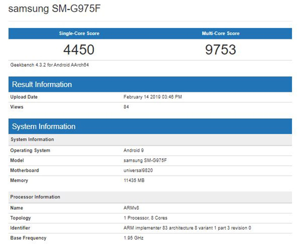 Galaxy S10 + với 12GB RAM và 1TB lưu trữ xuất hiện trên AnTuTu và Geekbench