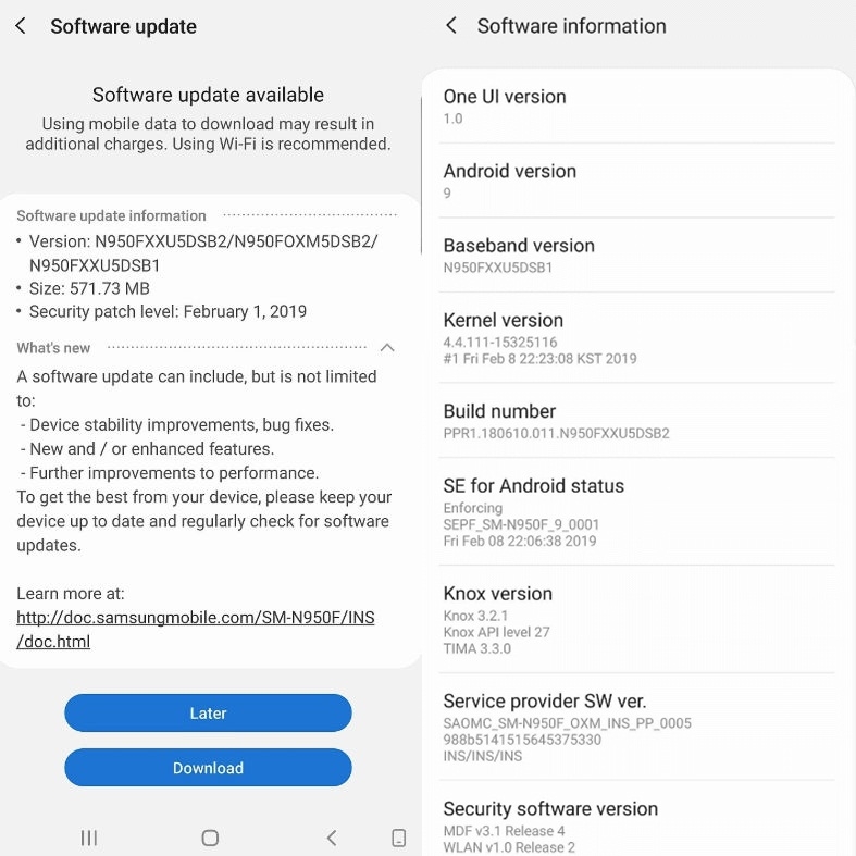 Galaxy Note 8 đã bắt đầu được cập nhật Android Pie