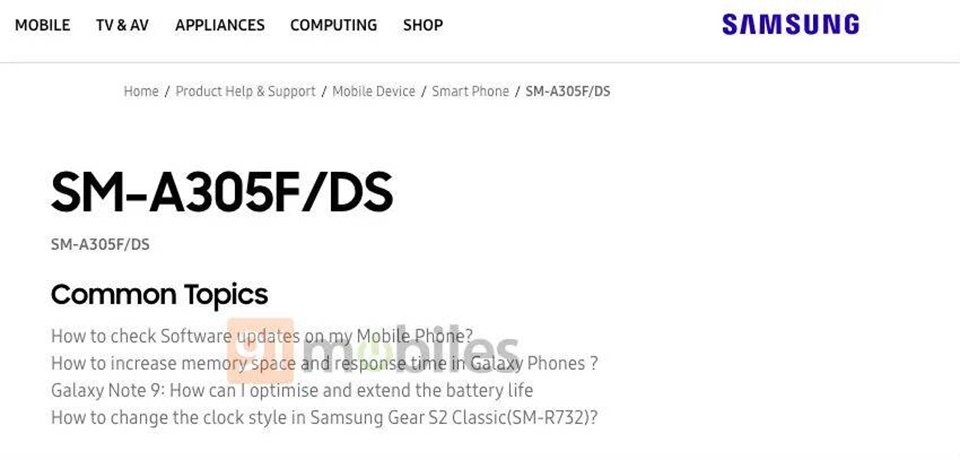 Galaxy A30 xuất hiện trên trang web Samsung Galaxy A30 xuất hiện trên trang web Samsung