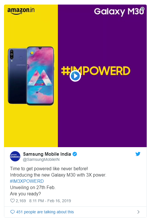 Galaxy M30 sẽ ra mắt vào ngày 27/2