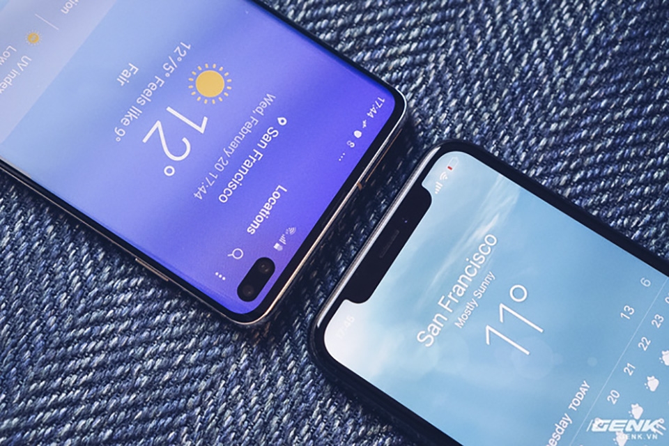 màn hình iPhone XS Max với Galaxy S10+