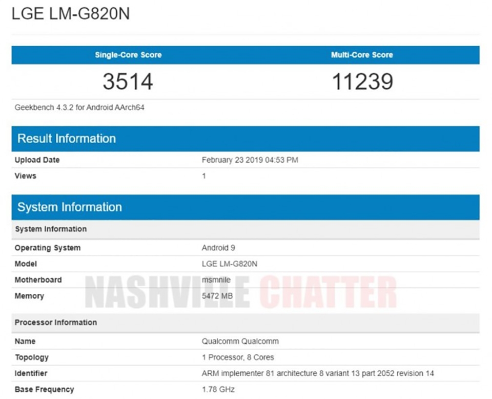 LG G8 ThinQ lộ cấu hình trên Geekbench