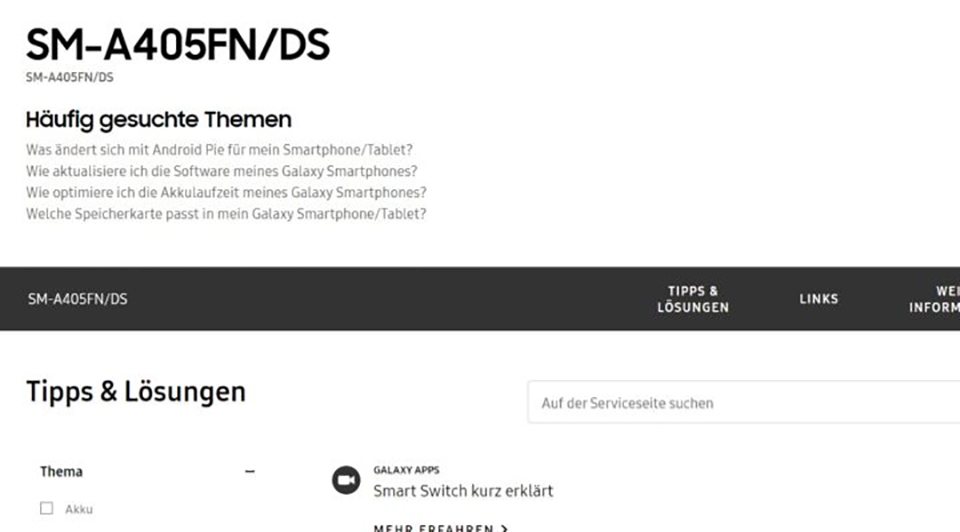 Galaxy A40 xuất hiện trên trang web hỗ trợ Galaxy A40 xuất hiện trên trang web hỗ trợ