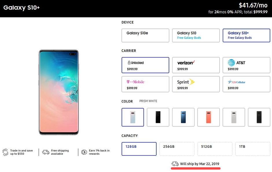 Một số phiên bản cấu hình cao của Samsung Galaxy S10 đã cháy hàng 2