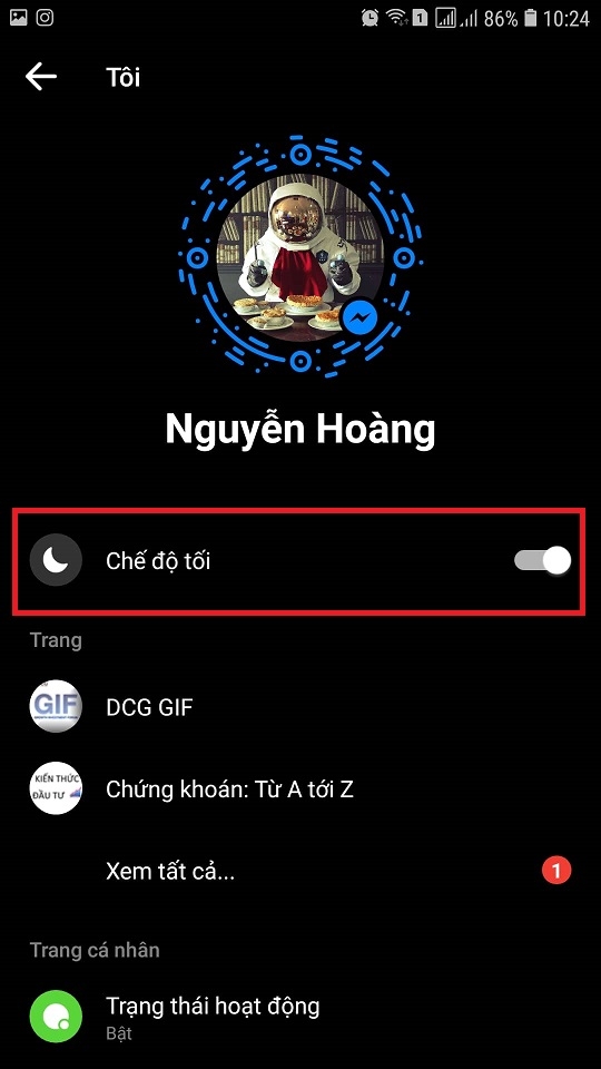Hướng dẫn kích hoạt chế độ tối - Dark Mode trên FaceBook Messenger 5