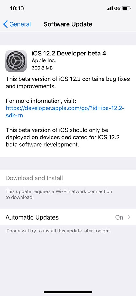 iOS 12.2 beta 4