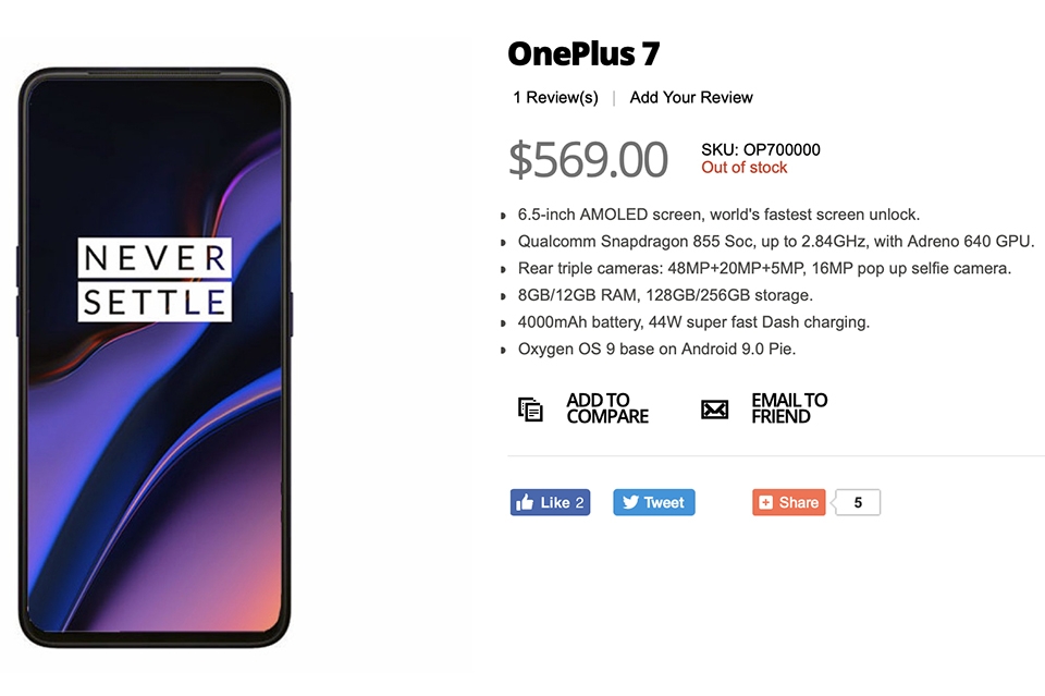 Cấu hình và giá bán OnePlus 7