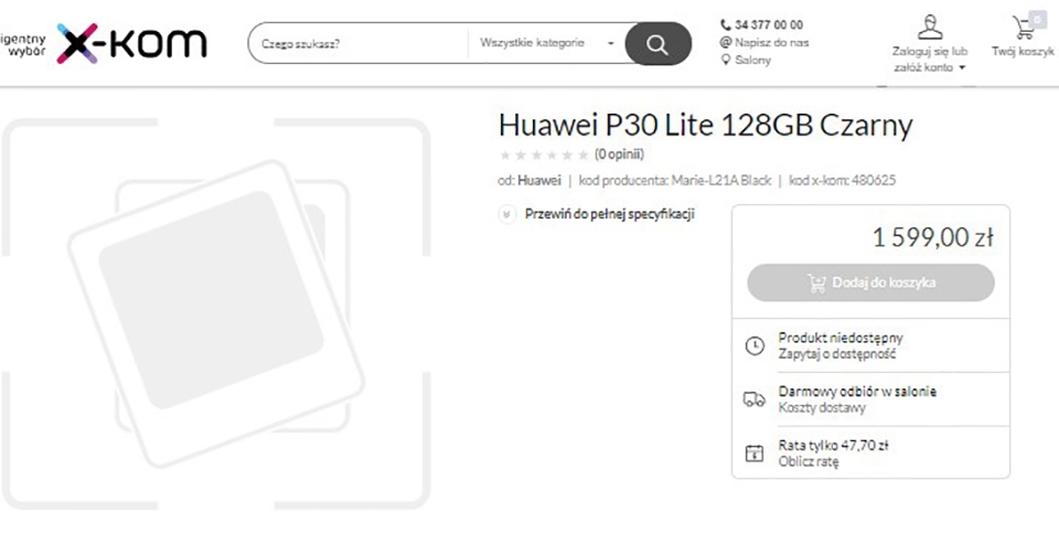 Huawei P30 Lite xuất hiện trên trang web Ba Lan Huawei P30 Lite xuất hiện trên trang web Ba Lan